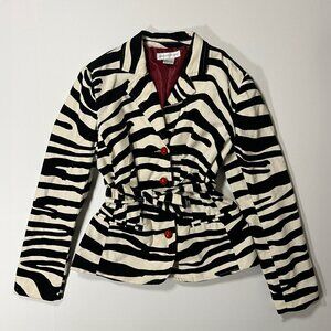 Zebra Print Newport News Belted Blazer/Jacket